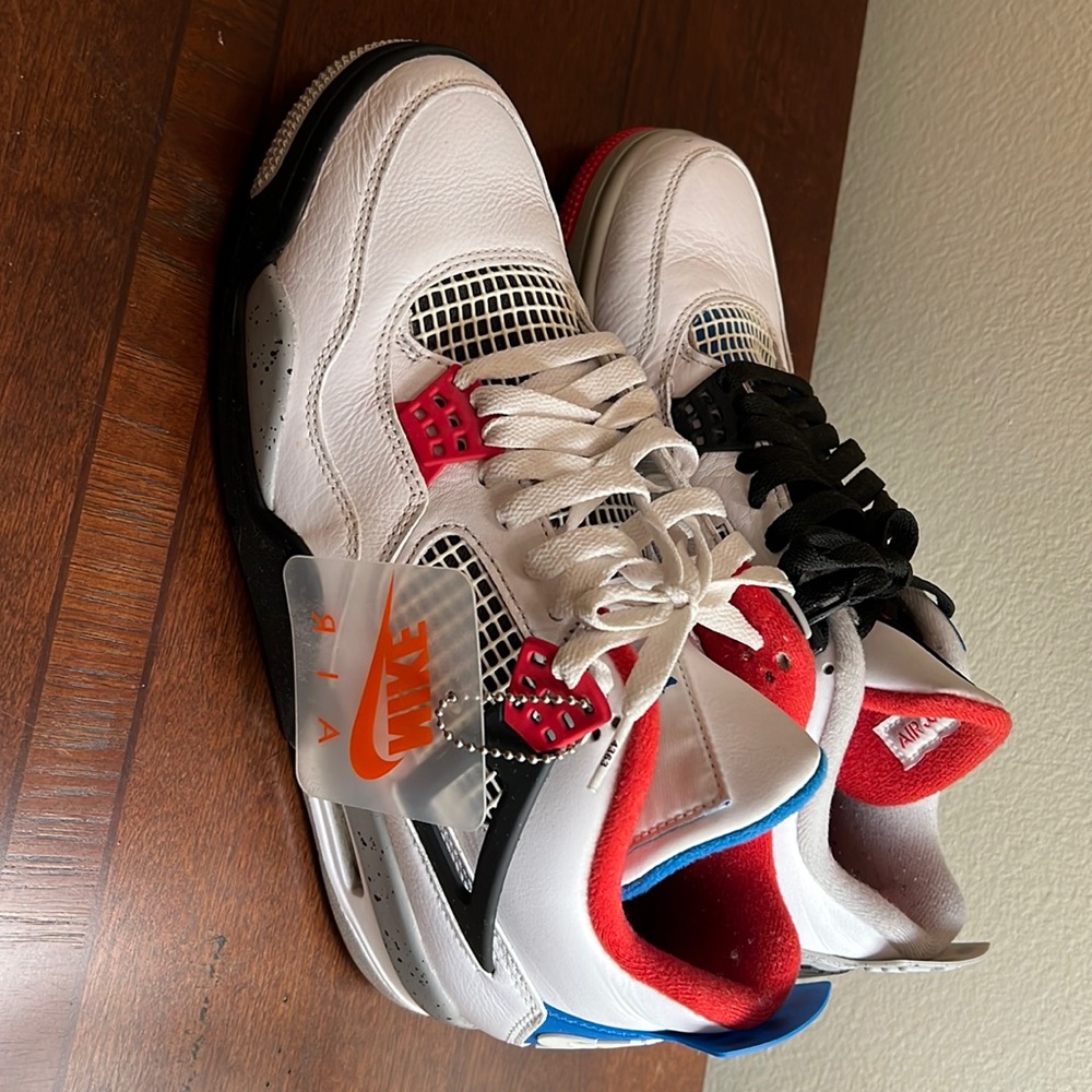 AIR JORDAN 4 RETRO SE WHAT THE 2019 CI1184-146 WHITE/MILITARY BLUE-FIRE RED - Picture 5 of 11